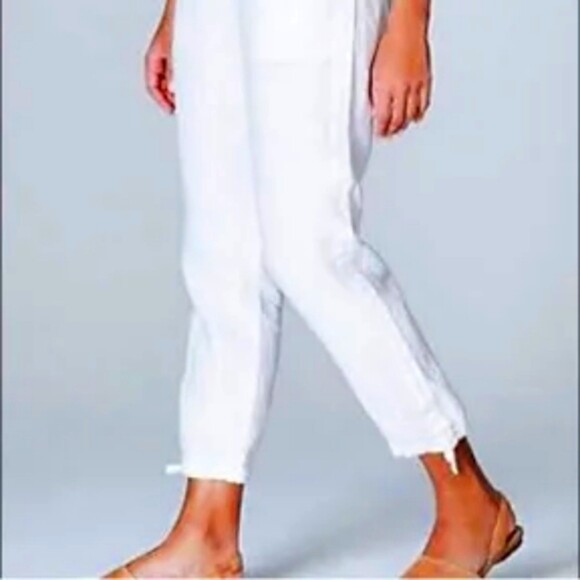 J Jill Pure Jill Linen Off White Pullon Drawstring Hem Pant Cropped Size L - Picture 1 of 6